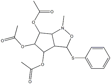 4,5-bis(acetyloxy)-1-methyl-3-(phenylsulfanyl)hexahydro-1H-cyclopenta[c]isoxazol-6-yl acetate Struktur