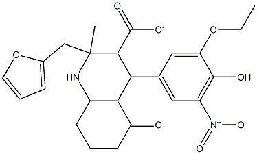 tetrahydro-2-furanylmethyl 4-{3-ethoxy-4-hydroxy-5-nitrophenyl}-2-methyl-5-oxo-1,4,5,6,7,8-hexahydro-3-quinolinecarboxylate Struktur