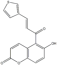 6-hydroxy-5-[3-(3-thienyl)acryloyl]-2H-chromen-2-one Struktur