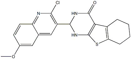 2-(2-chloro-6-methoxy-3-quinolinyl)-2,3,5,6,7,8-hexahydro[1]benzothieno[2,3-d]pyrimidin-4(1H)-one Struktur