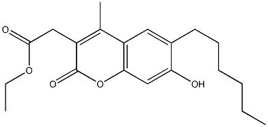 ethyl (6-hexyl-7-hydroxy-4-methyl-2-oxo-2H-chromen-3-yl)acetate Structure