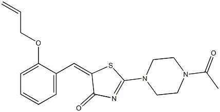 2-(4-acetyl-1-piperazinyl)-5-[2-(allyloxy)benzylidene]-1,3-thiazol-4(5H)-one Struktur
