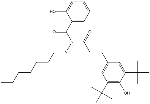 Salicylic acid N-[3-(3,5-di-tert-butyl-4-hydroxyphenyl)propionyl]-N'-heptyl hydrazide Struktur