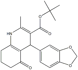 1,4,5,6,7,8-Hexahydro-5-oxo-2-methyl-4-(1,3-benzodioxol-5-yl)quinoline-3-carboxylic acid tert-butyl ester Struktur