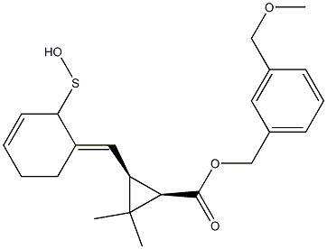 (1R,3S)-2,2-Dimethyl-3-[[(3E)-2,3,4,5-tetrahydro-2-oxothiophen]-3-ylidenemethyl]cyclopropane-1-carboxylic acid-3-(methoxymethyl)benzyl ester Struktur