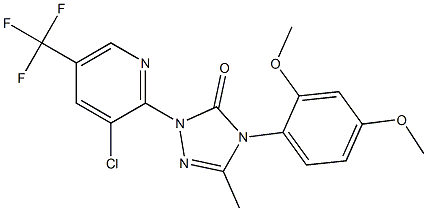 2-[3-chloro-5-(trifluoromethyl)-2-pyridinyl]-4-(2,4-dimethoxyphenyl)-5-methyl-2,4-dihydro-3H-1,2,4-triazol-3-one Struktur