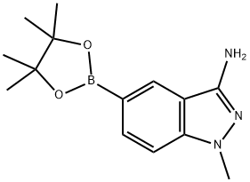 1-methyl-5-(4,4,5,5-tetramethyl-1,3,2-dioxaborolan-2-yl)-1H-indazol-3-amine, 1220220-18-7, 結構式