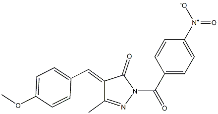 (4E)-4-[(4-methoxyphenyl)methylidene]-3-methyl-1-(4-nitrobenzoyl)-4,5-dihydro-1H-pyrazol-5-one Struktur