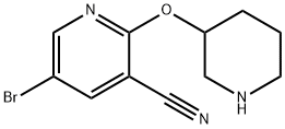 5-bromo-2-(piperidin-3-yloxy)pyridine-3-carbonitrile Struktur