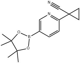 1-(5-(4,4,5,5-tetramethyl-1,3,2-dioxaborolan-2-yl)pyridin-2-yl)cyclopropane-1-carbonitrile Struktur
