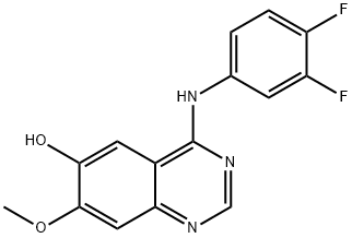 4-(3',4'-difluoroanilino)-6-hydroxy-7-methoxyquinazoline Struktur