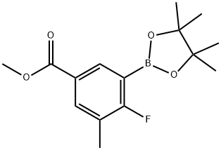 Benzoic acid, 4-fluoro-3-methyl-5-(4,4,5,5-tetramethyl-1,3,2-dioxaborolan-2-yl)-, methyl ester Struktur