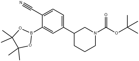 2-Cyano-5-(N-Boc-piperidin-3-yl)phenylboronic acid pinacol ester Struktur