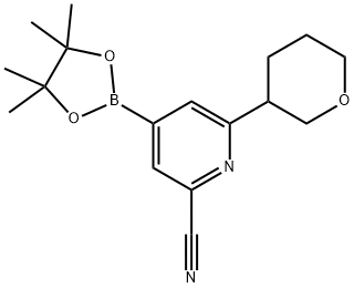 2-Cyano-6-(oxan-3-yl)pyridine-4-boronic acid pinacol ester Struktur