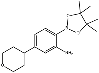 5-(tetrahydro-2H-pyran-4-yl)-2-(4,4,5,5-tetramethyl-1,3,2-dioxaborolan-2-yl)aniline Struktur