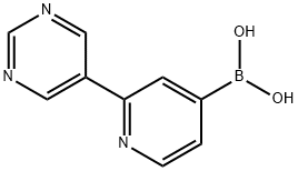 (2-(pyrimidin-5-yl)pyridin-4-yl)boronic acid Struktur
