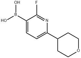 (2-fluoro-6-(tetrahydro-2H-pyran-4-yl)pyridin-3-yl)boronic acid Struktur