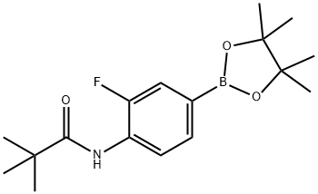 N-(2-fluoro-4-(4,4,5,5-tetramethyl-1,3,2-dioxaborolan-2-yl)phenyl)pivalamide Struktur