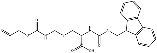 (2R)-2-({[(9H-fluoren-9-yl)methoxy]carbonyl}amino)-3-({[(prop-2-en-1-yloxy)carbonyl]amino}sulfanyl)propanoic acid Struktur