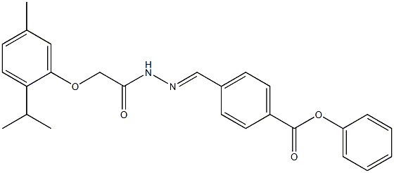 4-[(1E)-({2-[5-methyl-2-(propan-2-yl)phenoxy]acetamido}imino)methyl]phenyl benzoate Struktur