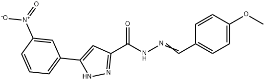 N'-[(1E)-(4-methoxyphenyl)methylidene]-5-(3-nitrophenyl)-1H-pyrazole-3-carbohydrazide Struktur