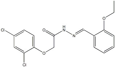 2-(2,4-dichlorophenoxy)-N'-[(1E)-(2-ethoxyphenyl)methylidene]acetohydrazide Struktur