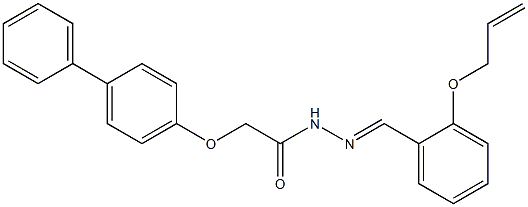 2-{[1,1'-biphenyl]-4-yloxy}-N'-[(1E)-[2-(prop-2-en-1-yloxy)phenyl]methylidene]acetohydrazide Struktur