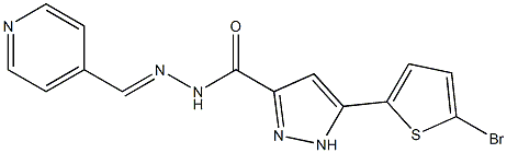 5-(5-bromothiophen-2-yl)-N'-[(1E)-(pyridin-4-yl)methylidene]-1H-pyrazole-3-carbohydrazide Struktur
