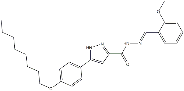 N'-[(1E)-(2-methoxyphenyl)methylidene]-5-[4-(octyloxy)phenyl]-1H-pyrazole-3-carbohydrazide Struktur