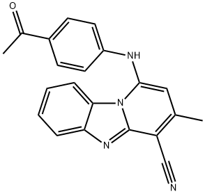 1-(4-acetylanilino)-3-methylpyrido[1,2-a]benzimidazole-4-carbonitrile Struktur