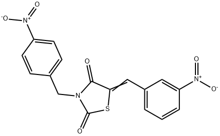 (5Z)-3-[(4-nitrophenyl)methyl]-5-[(3-nitrophenyl)methylidene]-1,3-thiazolidine-2,4-dione Struktur