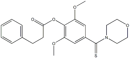 2,6-dimethoxy-4-(4-morpholinylcarbothioyl)phenyl 3-phenylpropanoate Struktur