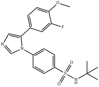 N-tert-butyl-4-[5-(3-fluoro-4-methoxyphenyl)-1H-imidazol-1-yl]benzenesulfonamide Struktur