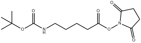 Pentanoic acid, 5-[[(1,1-dimethylethoxy)carbonyl]amino]-, 2,5-dioxo-1-pyrrolidinyl ester Struktur