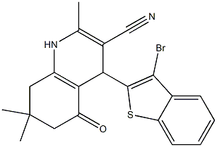 4-(3-bromo-1-benzothiophen-2-yl)-2,7,7-trimethyl-5-oxo-1,4,5,6,7,8-hexahydroquinoline-3-carbonitrile Struktur