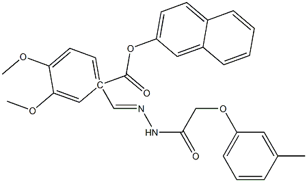 1-[(1Z)-{[2-(3-methylphenoxy)acetamido]imino}methyl]naphthalen-2-yl 3,4-dimethoxybenzoate Struktur