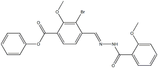 2-methoxy-4-[(1E)-{[(2-methoxyphenyl)formamido]imino}methyl]phenyl 3-bromobenzoate Struktur