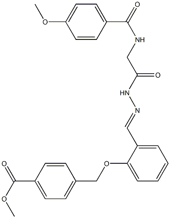 methyl 4-({2-[(1Z)-({2-[(4-methoxyphenyl)formamido]acetamido}imino)methyl]phenoxy}methyl)benzoate Struktur