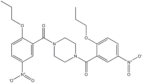 1,4-bis(5-nitro-2-propoxybenzoyl)piperazine Struktur