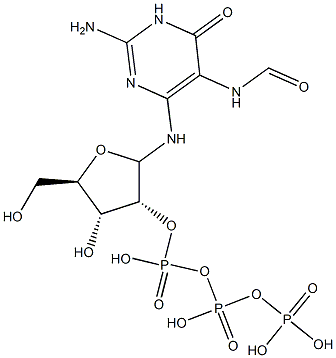2-amino-5-formylamino-6-ribofuranosylamino-4(3H)-pyrimidinone triphosphate Struktur