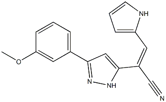 2-(3-(3-methoxyphenyl)pyrazol-5-yl)-3-(2-pyrrolyl)acrylonitrile Struktur