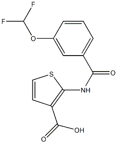 2-{[3-(difluoromethoxy)benzene]amido}thiophene-3-carboxylic acid Struktur