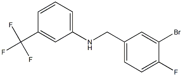N-[(3-bromo-4-fluorophenyl)methyl]-3-(trifluoromethyl)aniline Struktur
