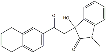 3-hydroxy-1-methyl-3-[2-oxo-2-(5,6,7,8-tetrahydro-2-naphthalenyl)ethyl]-1,3-dihydro-2H-indol-2-one Struktur