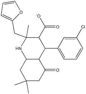 tetrahydro-2-furanylmethyl 4-(3-chlorophenyl)-2,7,7-trimethyl-5-oxo-1,4,5,6,7,8-hexahydro-3-quinolinecarboxylate Struktur