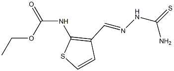 N-(3-(2-((aminothioxomethyl)amino)-2-azavinyl)(2-thienyl))ethoxyformamide Struktur