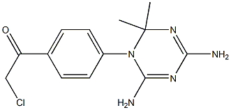 2,4-Diamino-6,6-dimethyl-5,6-dihydro-5-(4-chloroacetylphenyl)-1,3,5-triazine Struktur