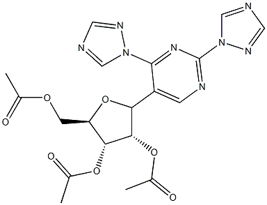 2,4-di-(1,2,4-triazol-1-yl)-5-(2,3,5-tri-O-acetylribofuranosyl)pyrimidine Struktur