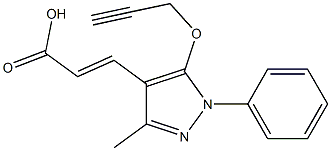 3-[3-methyl-1-phenyl-5-(prop-2-yn-1-yloxy)-1H-pyrazol-4-yl]prop-2-enoic acid Struktur