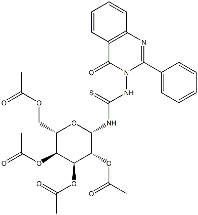 2,3,4,6-tetra-O-acetyl-N-{[(4-oxo-2-phenyl-3(4H)-quinazolinyl)amino]carbothioyl}-beta-L-altropyranosylamine Struktur